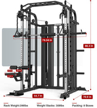 Load image into Gallery viewer, DONOW Smith Machine with Weight Stacks, Multi Function Home Gym System -A DN-DS938T Steel Stacks
