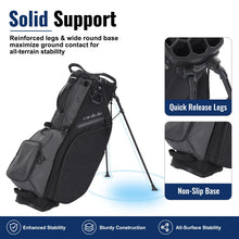 Load image into Gallery viewer, Camboke 15-Way Golf Stand Bag, Lightweight Golf Bag with Full-Length Dividers&amp;Rubber Top, Golf Club Carry Bag with Cooler Pocket, Dual Strap, Rain Hood for Men Women (Black)
