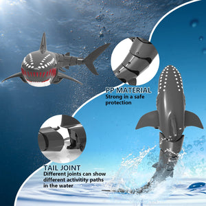 RC Shark Toys, 2.4Ghz 1:18 Scale High Simulation Remote Control Shark Swimming Pool Toy (Gray)