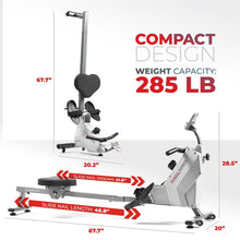 Load image into Gallery viewer, Sunny Health &amp; Fitness Smart Compact Magnetic Rowing Machine - Black
