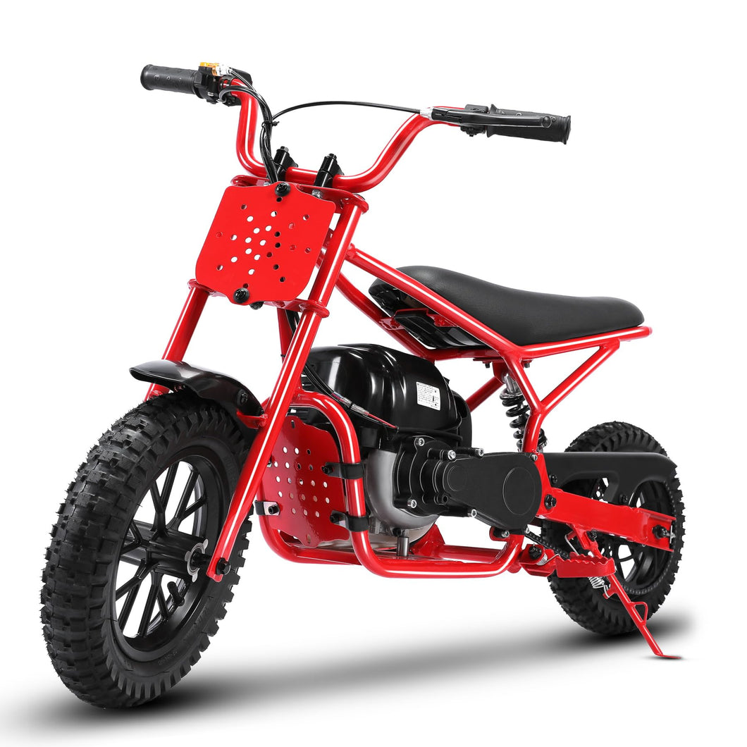 37.7cc Dirt Bike for Adults & Kids, Mini Bike Gas Powered Off Road Trail Up to 15.5Mph Red
