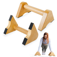 Load image into Gallery viewer, Purife Solid Wood Calisthenics Parallettes Bars Push up Handles 1 Pair, Strength Training Pushup Stands, Parallel Pushup Handstand Bars for Home Gym Workout
