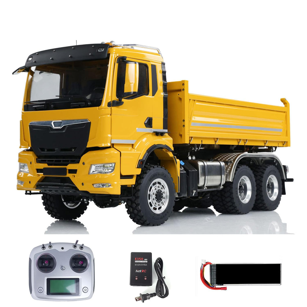 1/14 6x6 RC Hydraulic Dump Truck Metal 3-Way Radio Control Tipper Car Model LESU Construction Vehicle for Adult Hobby