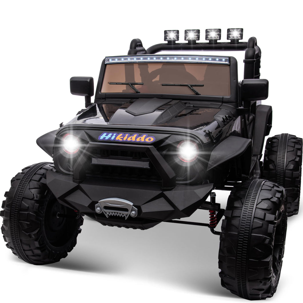 24V 9Ah Ride on Toy for Big Kids, 4x4 2 Seater Ride on Car Truck w/Remote Control, 4x200W Motors - Black Warrior