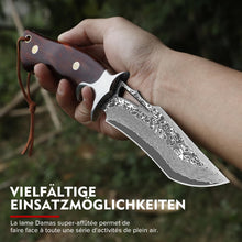 Load image into Gallery viewer, Omesio Survival Knife Set Hunting Knives for Men, 5.7" Large AST Mold Steel Blade Wood Handle Camping Knife for Hiking, Bushcraft, Outdoor
