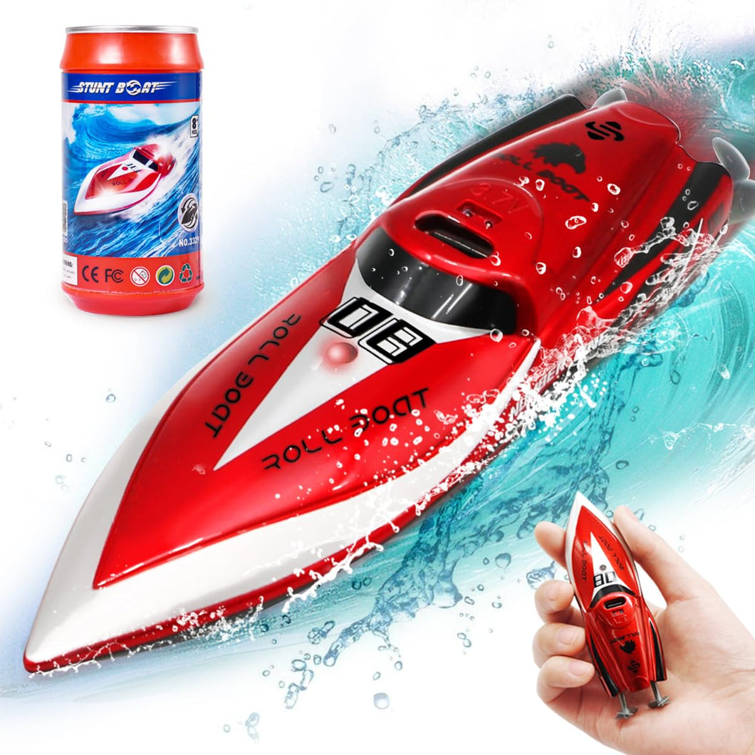 LAFALA Mini Remote Control Boat RC Boat 2.4Ghz 360 Rotating bulit-in Rechargeable Battery Swimming, Red