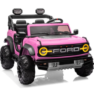 First Ride On 24V Ride on Toys for Big Kids, Licensed Ford Bronco Raptor 2 Seater Ride on Cars with Remote Control (24V, Pink)