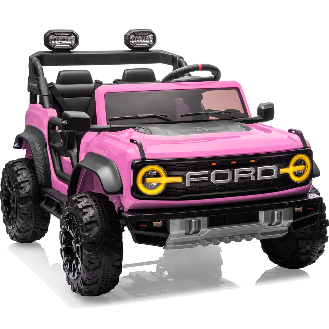 First Ride On 24V Ride on Toys for Big Kids, Licensed Ford Bronco Raptor 2 Seater Ride on Cars with Remote Control (24V, Pink)