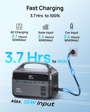 Load image into Gallery viewer, Portable Power Station 192Wh(60,000mAh) with Bag, 300W (600W surge)Power Bank LiFePO4 Battery Backup, Compact Solar Generator 6-Port Design w/2 AC Outlets for Home,RV, Hurricane, Camping,Emergency
