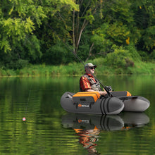 Load image into Gallery viewer, Goplus Inflatable Float Tube, Fishing Belly Boat w/Paddle, Flippers, Fish Ruler, Pump, Storage Bag, Adjustable Straps, 350LBS Load Capacity (Gray, W/Rod Holder)
