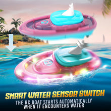Load image into Gallery viewer, Remote Control Boat for Kids - Water Spray RC Boats with LED Lights for Pool &amp; Lake, 2.4GHz Speed Boat with 20+ Mins Runtime
