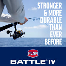 Load image into Gallery viewer, Penn Battle IV Size 8000 Spinning Fishing Reel, Full Metal Body and Sideplate, CNC Gear Technology, Hydro Armor Seals Critical Area from Water Intrusion, HT-100 Drag System
