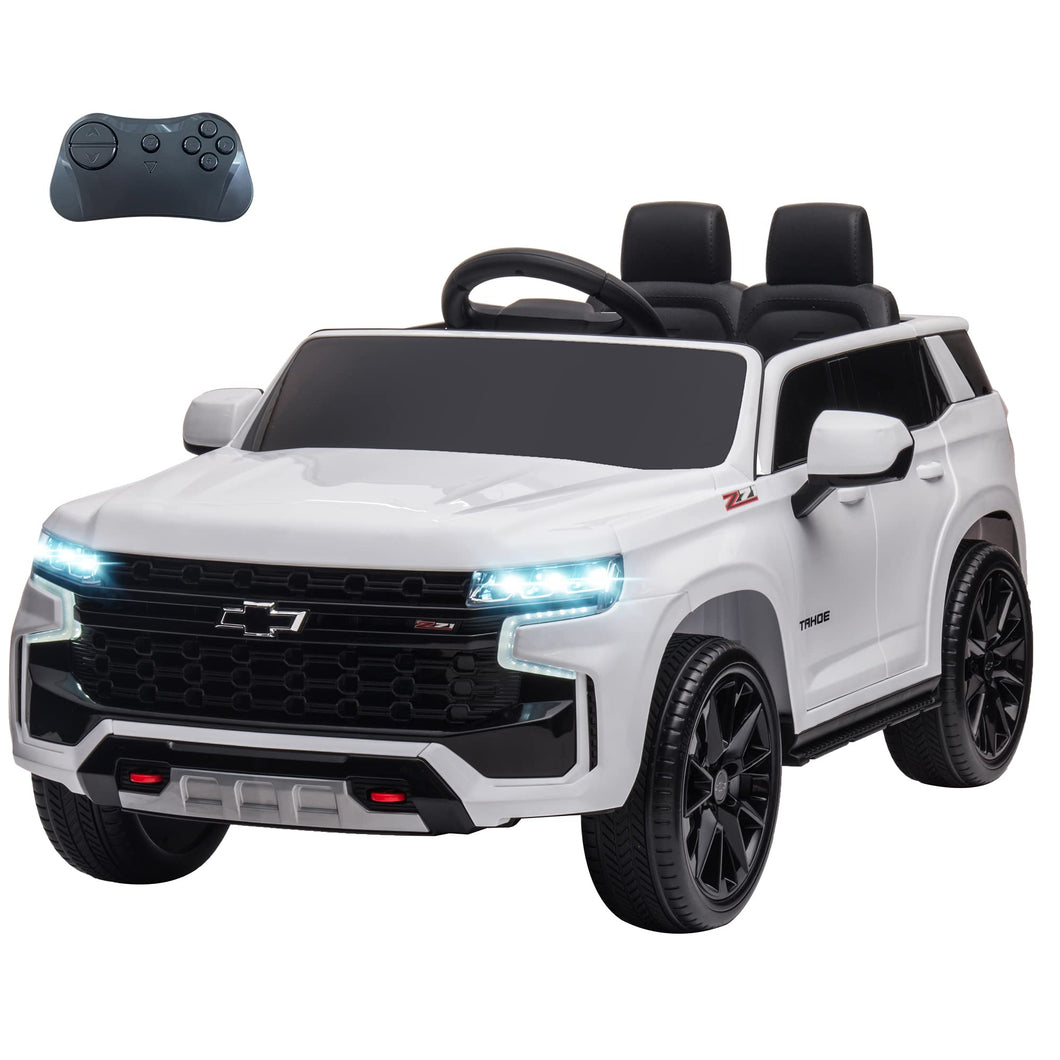 Ride On Car for Kids, Licensed Chevrolet Tahoe SUV 12V7AH Battery Powered Ride On Toy Car, Kids Boys Girls Electric Car (White)
