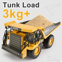 Load image into Gallery viewer, Remote Control Dump Truck Toys 9 Channel 2 Batteries RC Construction Toy Vehicles with Metal Bed Lights/Sounds
