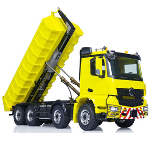 8x8 1/14 RC Hydraulic Tipper Truck Metal Construction Dumper Vehicles Model Radio Controller Front Hook Rear Hook Roof Rotating Lights