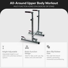 Load image into Gallery viewer, BalanceFrom Steel Frame Multi-Functional Home Gym Exercise Fitness Dip Stand Station - Gray
