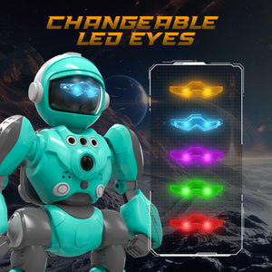 Robot Toys for Kids, Programmable Remote Control Robot with Magic Record Voice Function (Blue)
