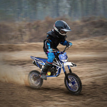 Load image into Gallery viewer, 50cc Kids Dirt Bike, 2-Stroke Mini Dirt Bike, Gas Bike for Kids &amp; Adults, Motocross Off-Road Tires (Blue-White)

