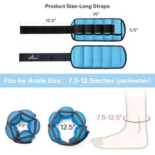 Load image into Gallery viewer, Sportneer Adjustable Ankle Weights Set - 1 Pair (2-10 lbs) Removable Sandbags -Blue
