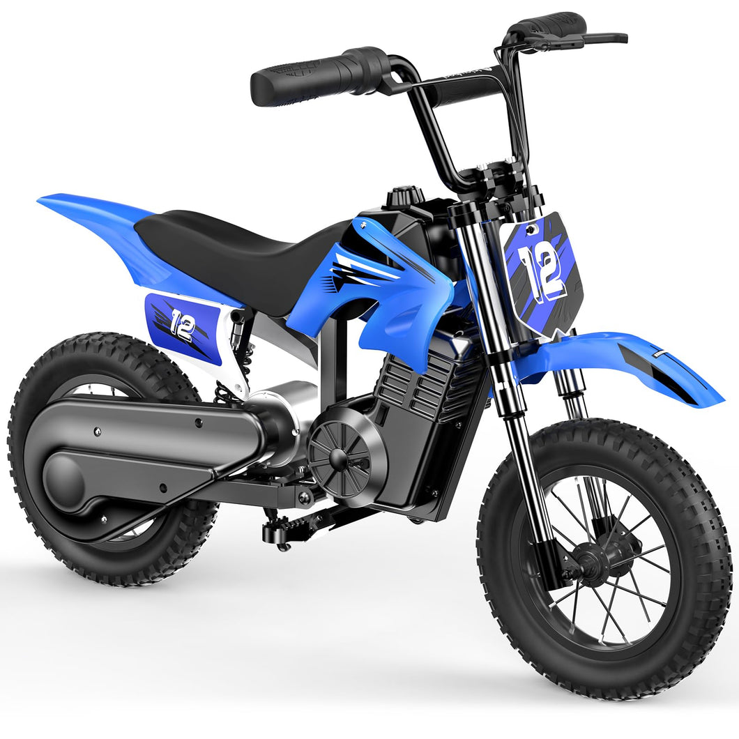 A12 Electric Dirt Bike for Kids Ages 3-10,350W Kids Electric Motorcycle 15.5 MPH MAX, 14 Miles Max Range