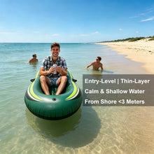 Load image into Gallery viewer, Inflatable Boat for One Person Max 198 lbs/90 kg with Carry Bag and Foot Pump, Single-Person raft for Fishing and Water Sports or a Yacht Supplement for Pools, Ponds, and Calm Shallow Water
