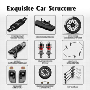 1/10 Metal On-Road Drift Car Roller,4 Wheel Drive Racing Supercar Roller, Electric Touring Car Chassis Frame Body, Red