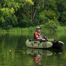 Load image into Gallery viewer, Goplus Inflatable Float Tube, Fishing Belly Boat w/Paddle, Flippers, Fish Ruler, Pump, Storage Bag, Adjustable Straps, 350LBS Load Capacity (Green, W/Rod Holder)
