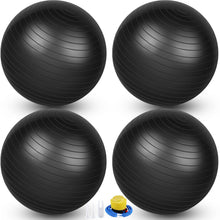 Load image into Gallery viewer, Leyndo 4 Pcs 26 Inch Yoga Exercise Ball Pilates Pregnancy Birthing Fitness Ball -(Black)
