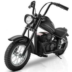 Electric Dirt Bike, 15 mph & 150lb Max, 24V Ride on Toy for Big Kids w/LED Lights & Power Display, Chain-Driven Motor-Black