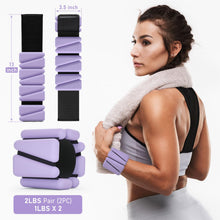 Load image into Gallery viewer, Wrist Weights, Ankle Weights, Adjustable Wrist Weighted Bracelet Set of 4 (2LB Each) -Purple
