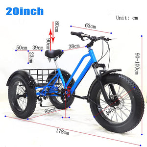 Adult Tricycles Three Wheel Cruiser Bike 7 Speed, Adult Trikes 20 inch | Three-Wheeled Bicycles for Women, Men, Seniors
