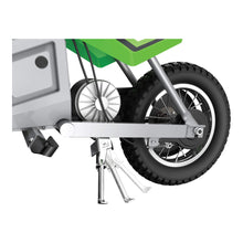 Load image into Gallery viewer, MX400 Dirt Rocket 24V Electric Toy Motocross Dirt Bike with Hand-Operated Brakes and Retractable Kickstand, Green (2 Pack)
