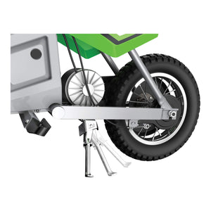 MX400 Dirt Rocket 24V Electric Toy Motocross Dirt Bike with Hand-Operated Brakes and Retractable Kickstand, Green (2 Pack)