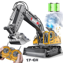 Load image into Gallery viewer, 17CH Remote Control Excavator Construction Toy for Boys - 2400mAh RC Excavator Toy with Metal Shovel/Spray/Lights/Sounds
