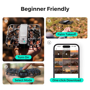 Drone with Camera, Self-Flying Camera Drone with Follow Me Mode, Foldable Mini Drone, Hands-Free Control Black (Combo)