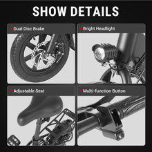 Load image into Gallery viewer, Electric Bike, 350W Motor Folding Electric Bicycles, 36V 7.5Ah Battery, 3 Levels Assist, Dual Disc Brakes, 14&quot; Foldable
