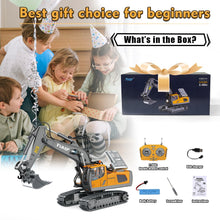 Load image into Gallery viewer, RC Excavator Toy Boys Toys Age 4-6, Remote Control Excavator Toys for Boys 3-5 Year Old RC Construction Vehicles Toys
