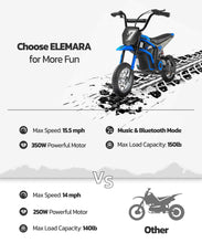 Load image into Gallery viewer, Electric Dirt Bike, 24V Ride on Toys for Big Kids, 350W Kids Motorcycle with Music &amp; Bluetooth, 15.5 mph &amp; 150lb Max-Blue
