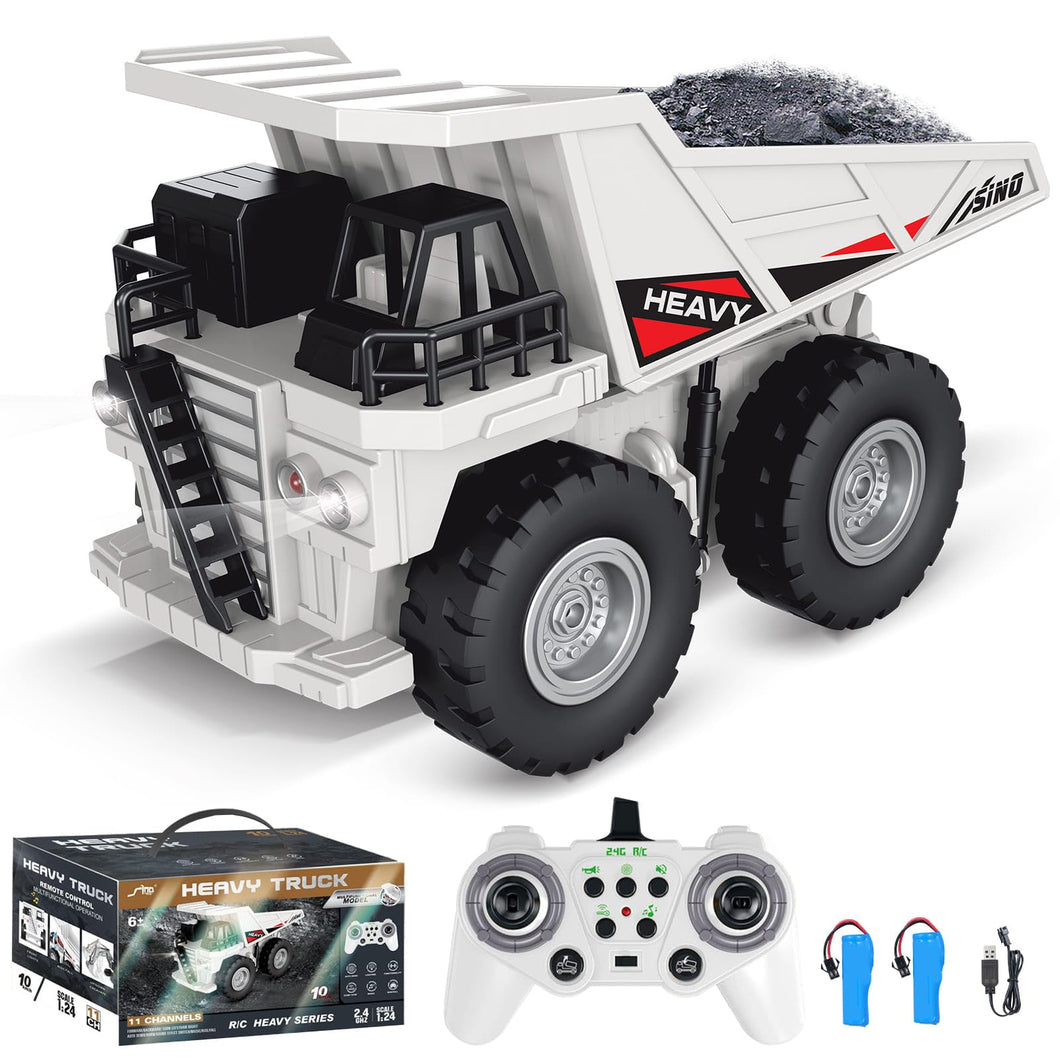 Remote Control Dump Truck Toy for Boys 8-12 Construction Vehicle with Metal Bed 11CH Alloy RC Dump Truck