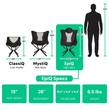 Load image into Gallery viewer, CLIQ EpiQ High Back Camping Chair with Pillow, Portable Folding, Black
