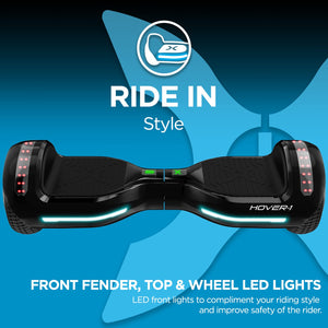 Electric Hoverboard | 7MPH Top Speed, 6 Mile Range, 5HR Full-Charge, Built-In Bluetooth Speaker, Rider Modes: Beginner to Expert, Black