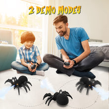 Load image into Gallery viewer, Remote Control Spider, Robot Spider with Spray and Lights, Black Widow Toy for Kids, for Halloween Xmas Birthday Party Joke Prank
