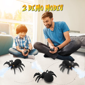 Remote Control Spider, Robot Spider with Spray and Lights, Black Widow Toy for Kids, for Halloween Xmas Birthday Party Joke Prank