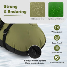 Load image into Gallery viewer, Goplus Inflatable Float Tube, Fishing Belly Boat with Fish Ruler, Pump, Storage Bag, Adjustable Straps, Fishing Float Tube for Angling, 350LBS Load Capacity (Green+Grey, Thickened，W/Rod Holder)
