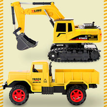 Load image into Gallery viewer, Remote Control Excavator &amp; Dump Truck Toy for Kids(Set of 2) with Lights and Sounds, Construction Vehicles RC Trucks
