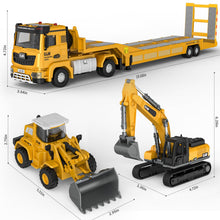 Load image into Gallery viewer, Die-cast Construction Toys Set w/Semi Truck, Excavator, Bulldozer, Alloy Engineering Construction Vehicles Truck Toys w/Lights &amp; Sounds, Model Cars

