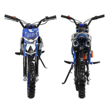 Load image into Gallery viewer, 50cc Kids Dirt Bike, 2-Stroke Mini Dirt Bike, Gas Bike for Kids &amp; Adults, Motocross Off-Road Tires (Blue-White)
