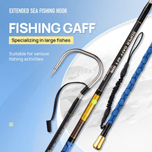 Load image into Gallery viewer, TRHUNTER Carbon Fiber Fishing Gaff Saltwater Fish Gaff with S316 Stainless Steel Fishing Hook (Blue Gaff - 7' - 4'' Hook)
