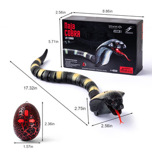 RC Snake Toy: Realistic Prank Cobra, Rechargeable, Smart Sensing, Infrared Controller for Kids/Cat (Black)