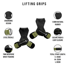 Load image into Gallery viewer, Gymreapers Weight Lifting Grips (Pair)  (Green, Medium)
